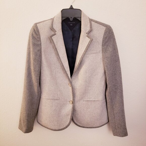 Tommy Hilfiger Grey Color Blocked One Button Wool Blend Blazer Size 2 EUC - Picture 1 of 12